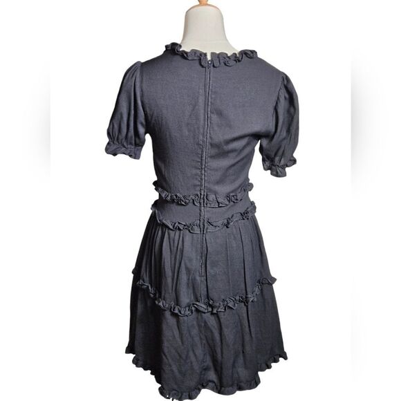 Trixxi Black Ruffled Cottage Whimsigoth Mini Dress - Picture 4 of 7